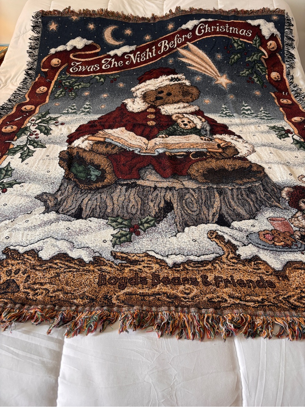Boyds Bears & Friends Twas the Night Before Christmas Tapestry Throw
